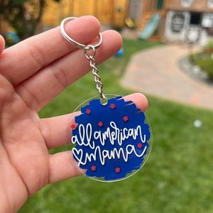 All American Mama 2” acrylic handmade keychain